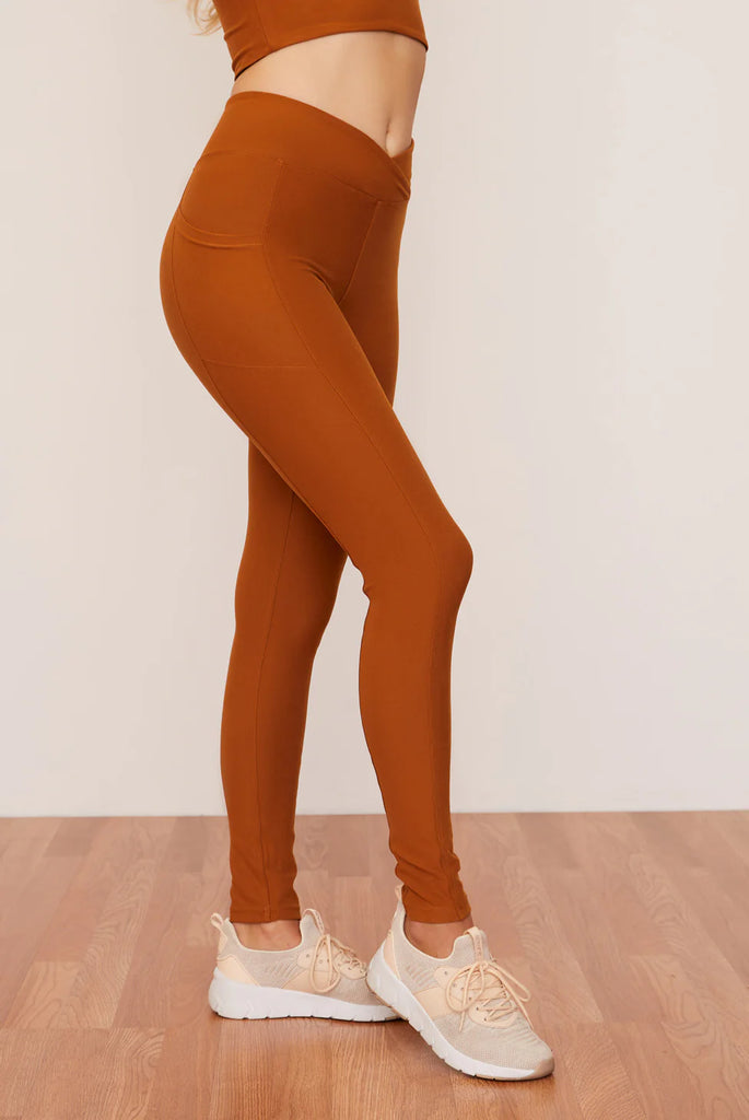 Women's Crossover Pocket Leggings - Turmeric