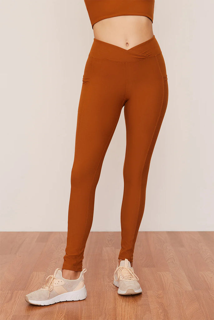 Women's Crossover Pocket Leggings - Turmeric